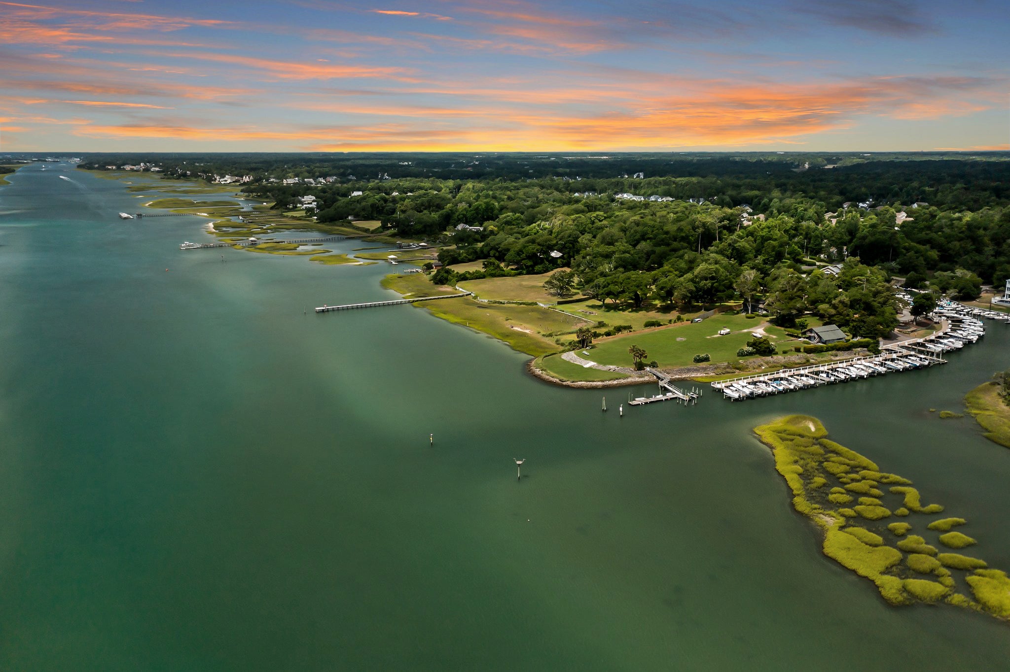 Aerial view of the Anchors Bend community near the Intracoastal Waterway