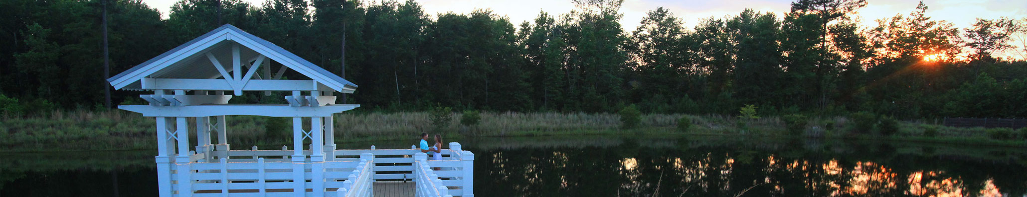 Lake pavilion and nature views at Brunswick Forest community