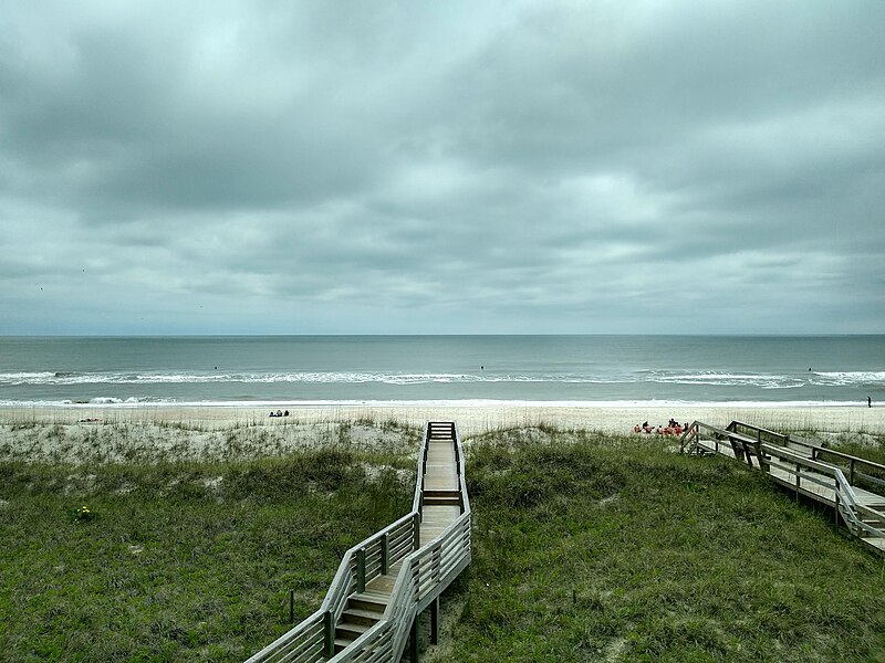 Aerial view of Carolina Beach and Pleasure Island coastline