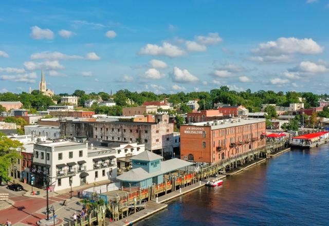 Historic downtown Wilmington NC with walkable streets and riverfront dining