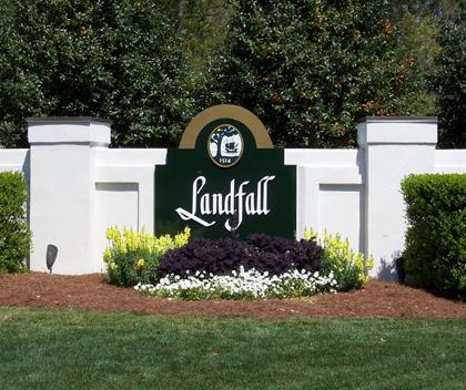 Tree-lined streets and lush landscaping in the Landfall community Wilmington NC