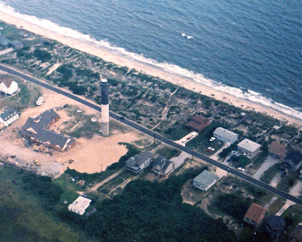 Aerial view of Oak Island barrier island coastline in Brunswick County NC