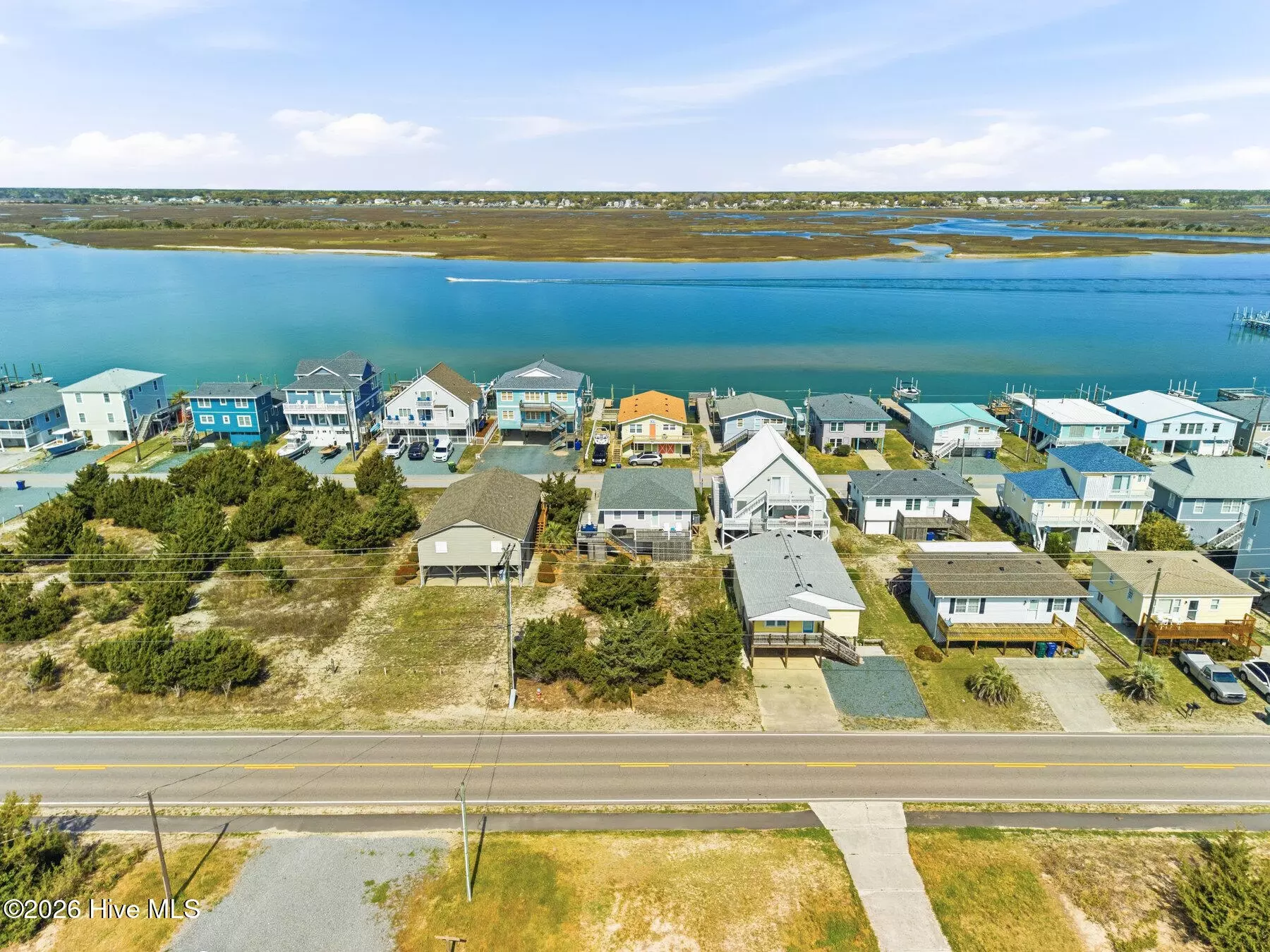 Beachfront homes along Topsail Beach, NC