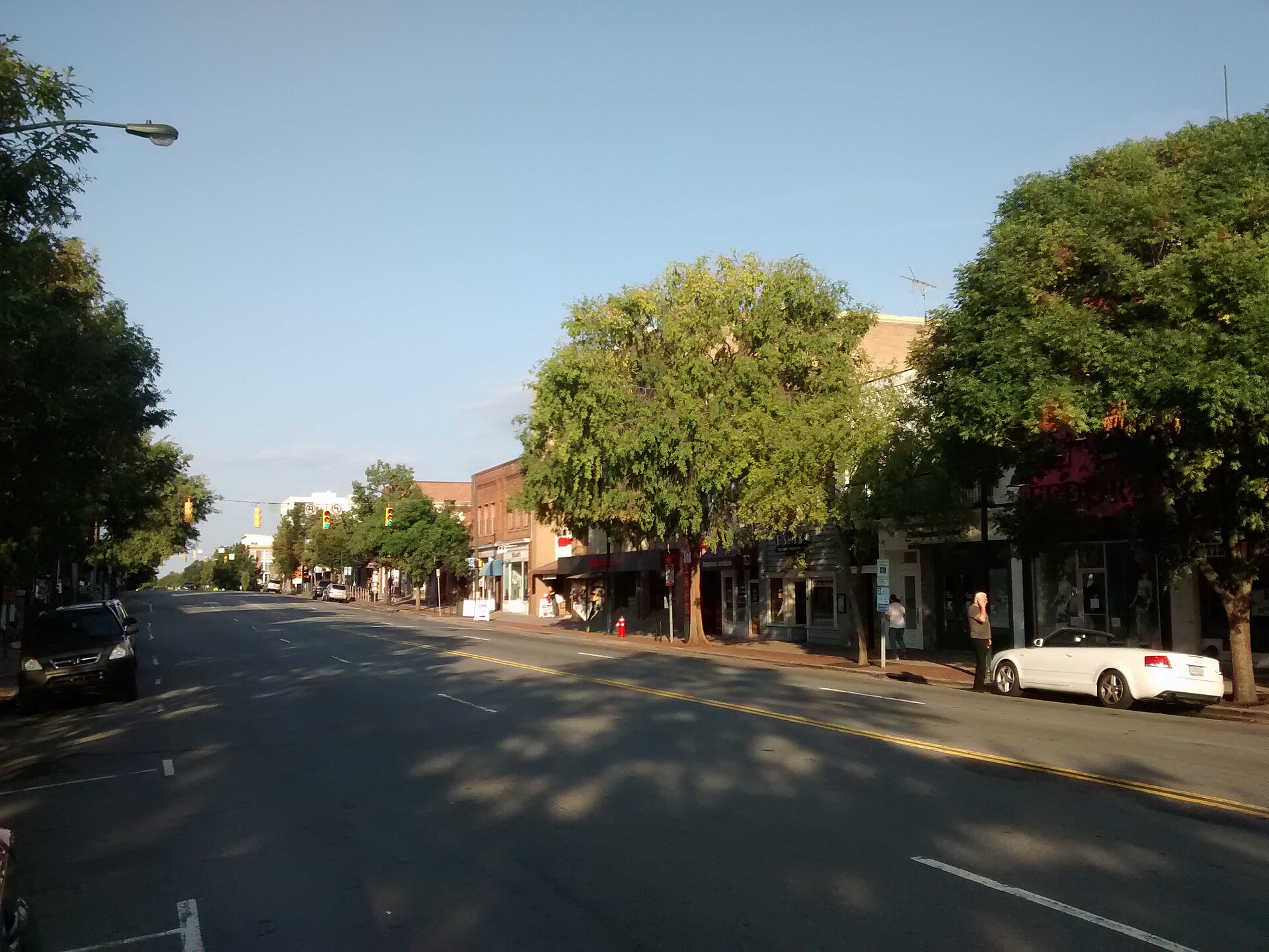 Franklin Street storefronts beside the UNC campus in Chapel Hill