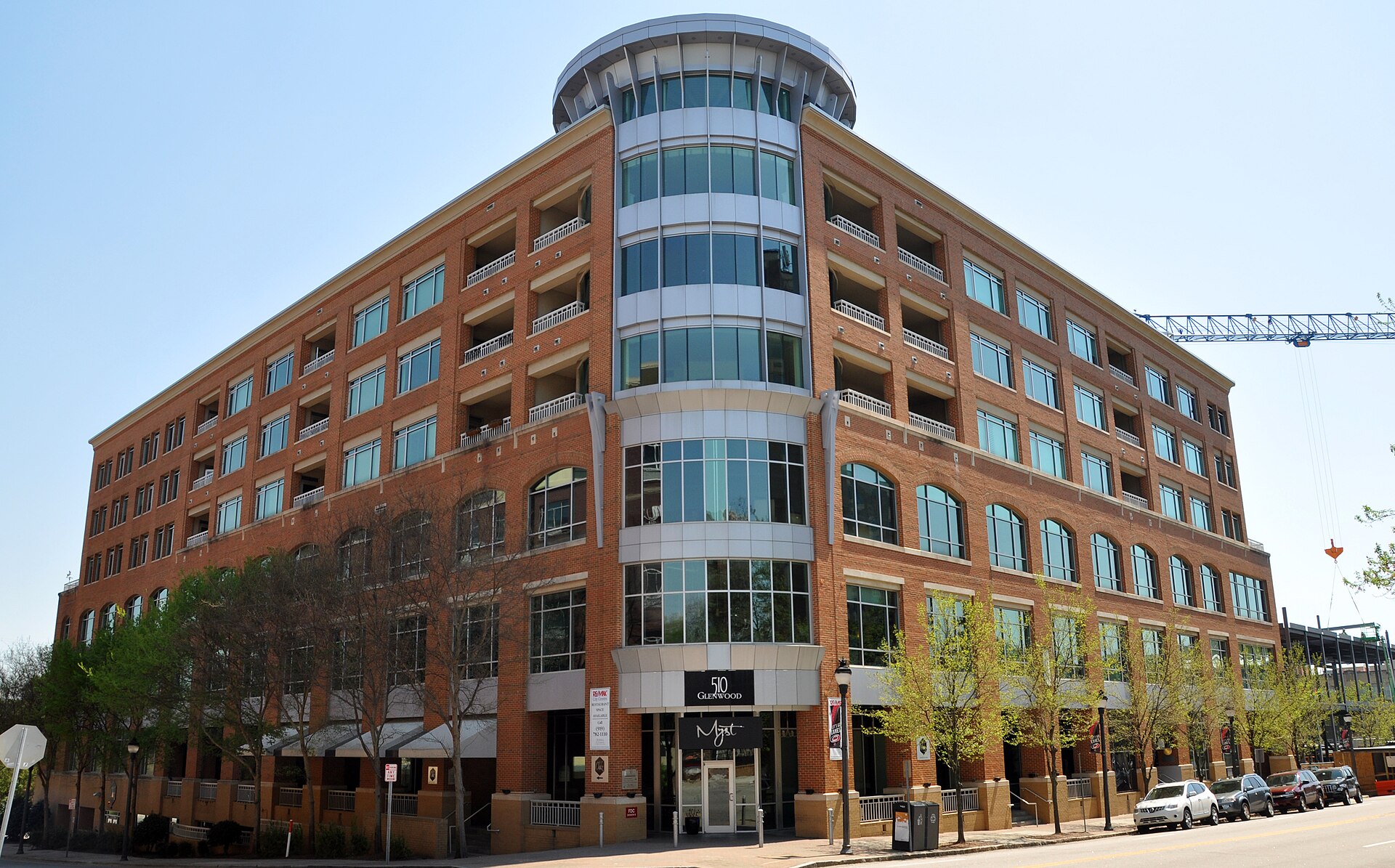 Restaurants and condo buildings along Glenwood South