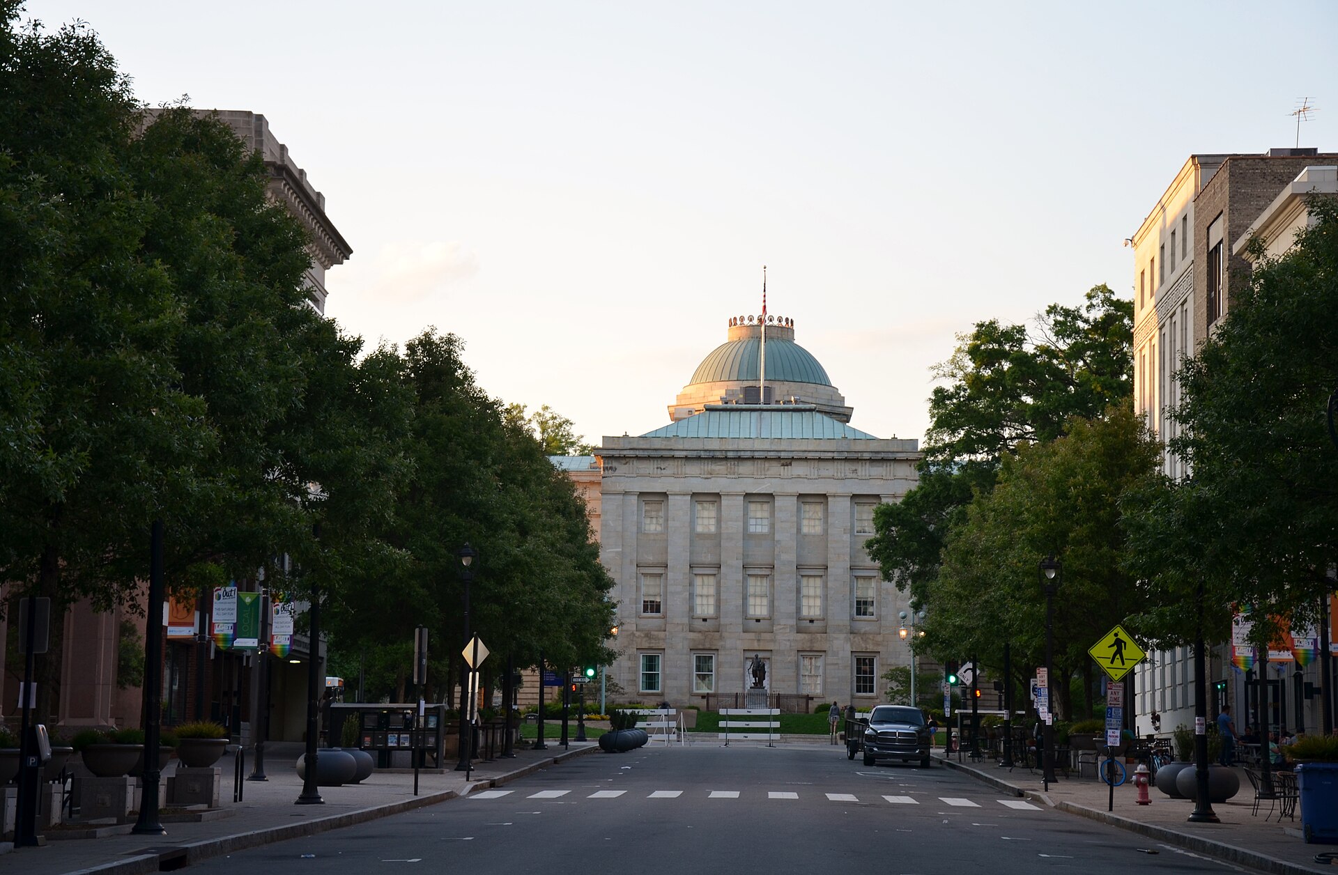Fayetteville Street looking toward the State Capitol in downtown Raleigh