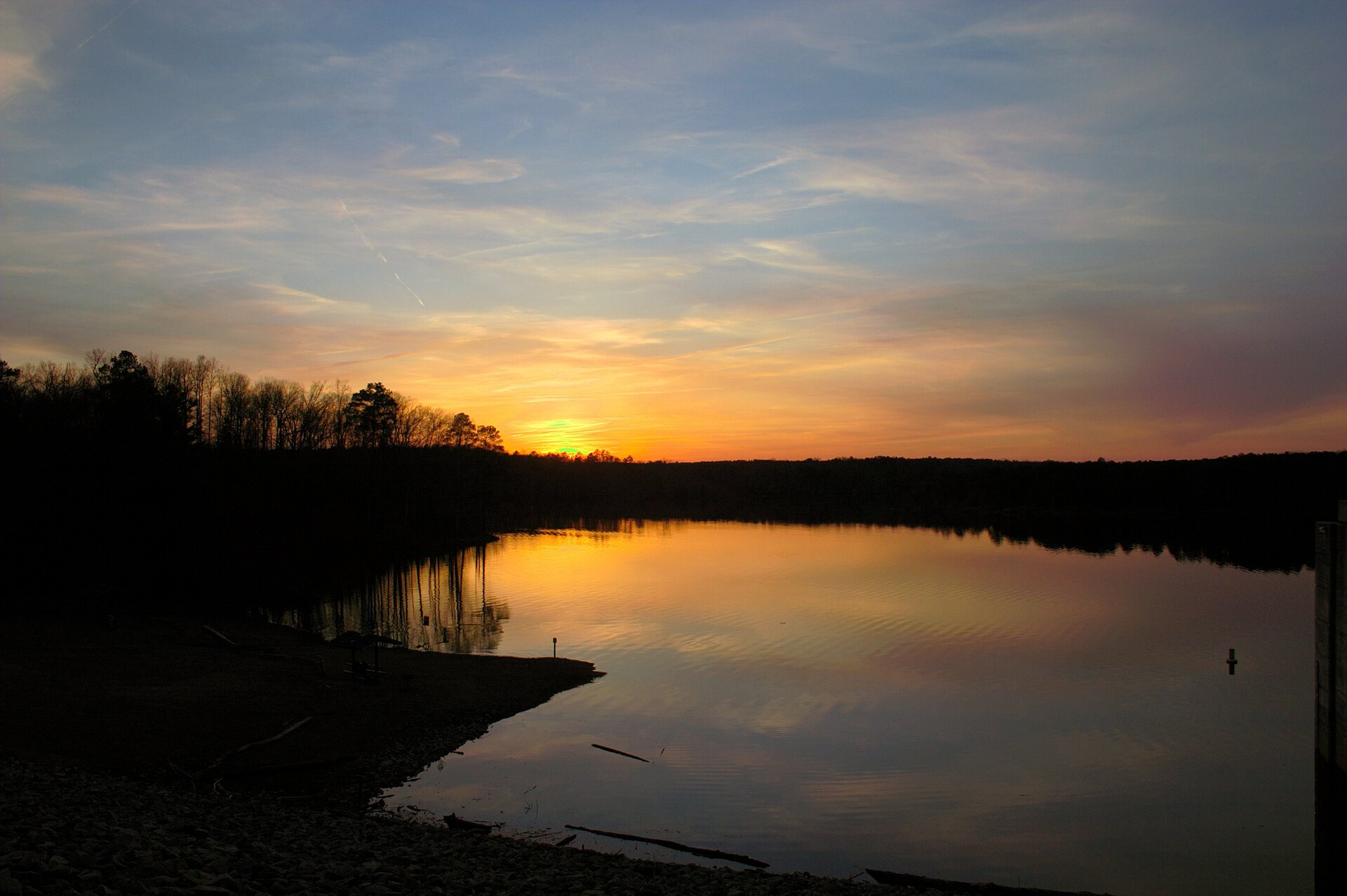 Sunset over Falls Lake, fifteen minutes from Rolesville
